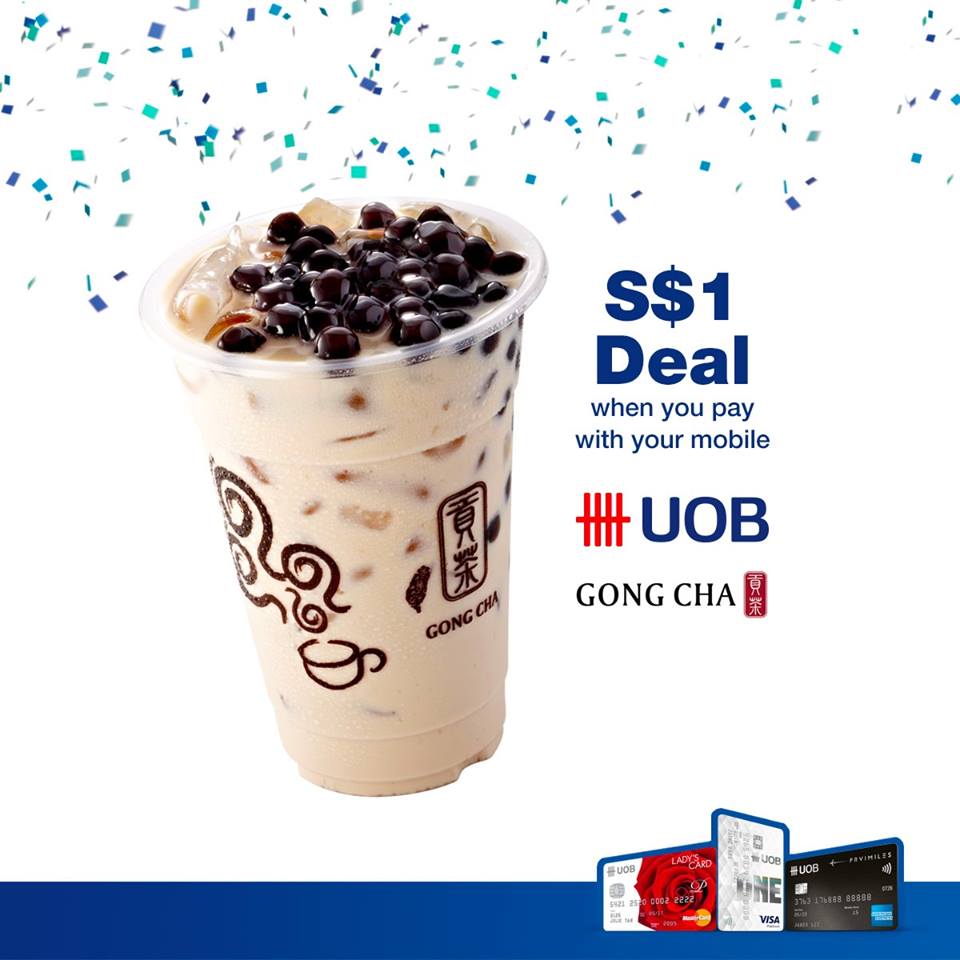 Gong Cha Singapore $1 Milk Tea with UOB Apple Pay 25 to 29 May 2016