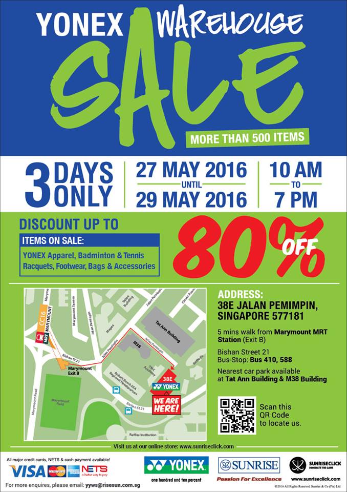 YONEX Warehouse Sale 27 - 29 May 2016 - Why Not Deals 1