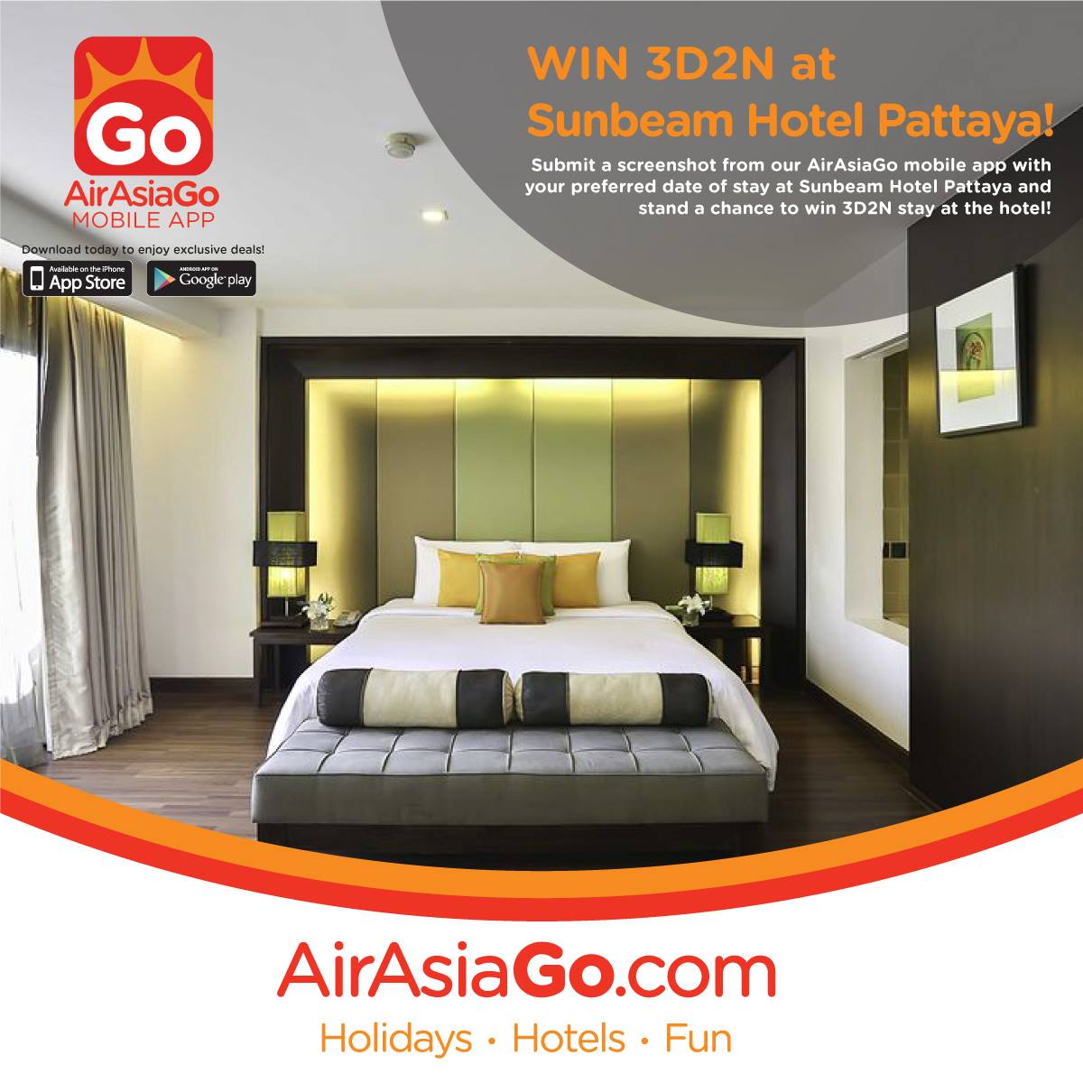 AirAsiaGo SG Win 3D2N at Sunbeam Hotel Pattaya ends 5 Jun 2016