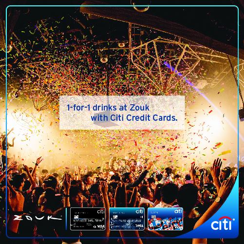 Citi Credit Cards 1-for-1 Drinks at Zouk ends 18 Jun 2016