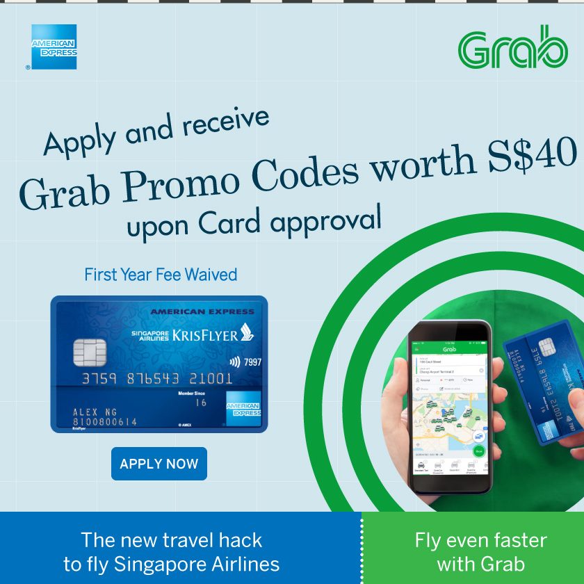 Grab SG Apply for AMEX KrisFlyer & Get $40 Grab Promo Codes