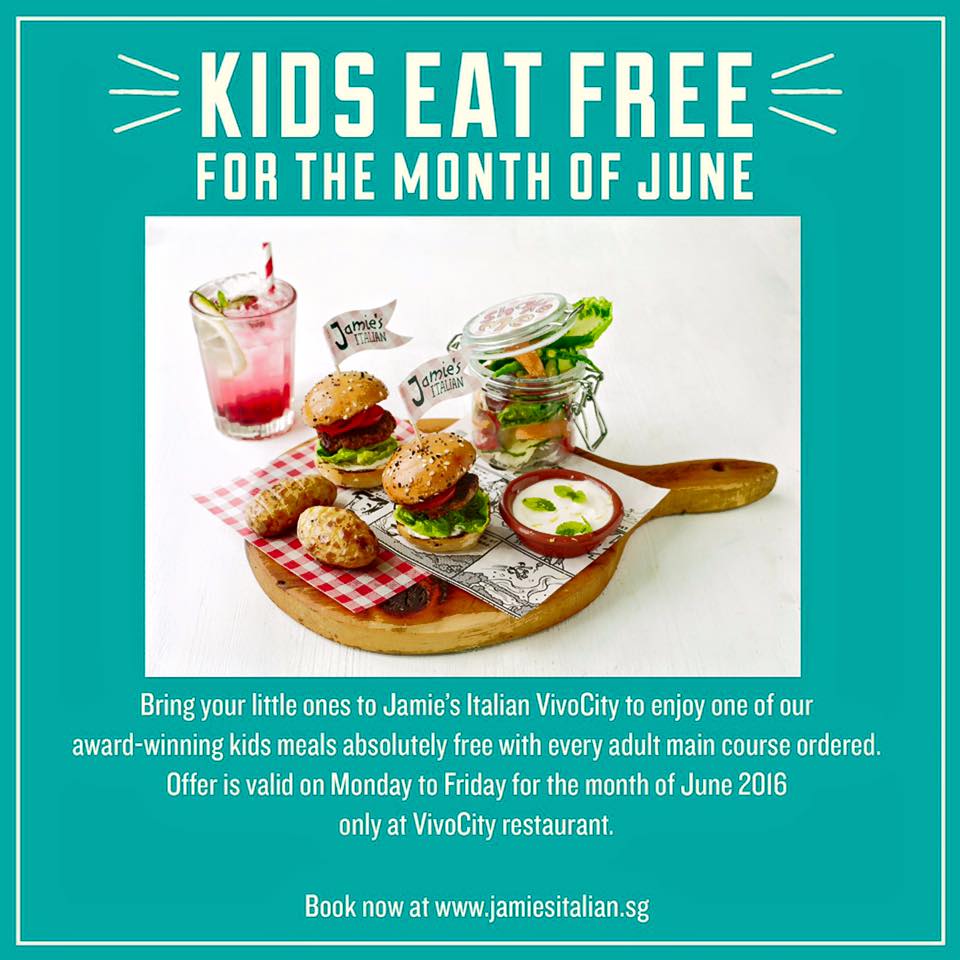 Jamie’s Italian SG Kids Eat Free for the Month of June 2016