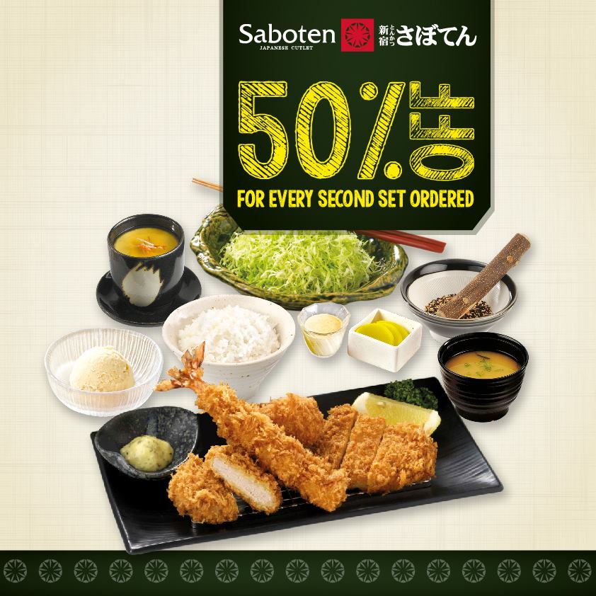 Saboten SG 50% Off 2nd Set Ordered 3 May to 30 Jun 2016