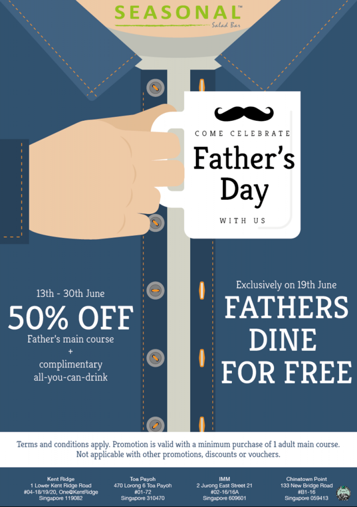 Seasonal Salad Bar SG Father's Day 50% Off 13 to 30 Jun 2016 - Why Not Deals