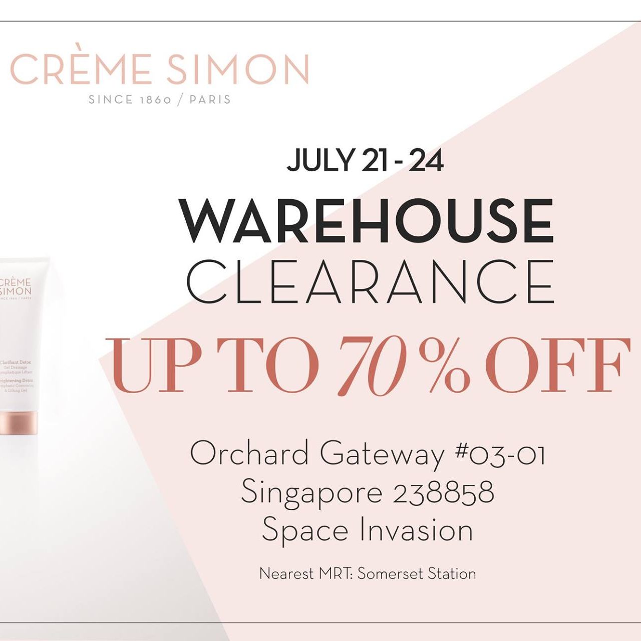CRÈME SIMON Warehouse Clearance Singapore Promotion 21 to 24 Jul 2016