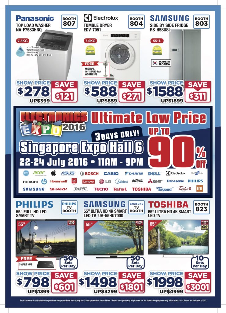 Electronics EXPO 2016 Singapore Promotion 22 to 24 Jul 2016 | Why Not Deals 2
