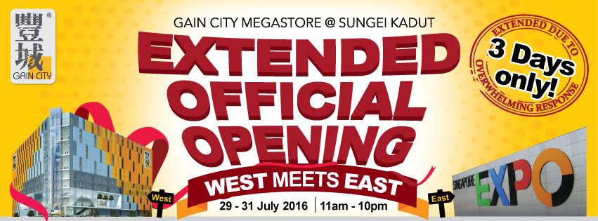 Gain City Extended Official Opening Sale Singapore Promotion 29 to 31 Jul 2016 | Why Not Deals