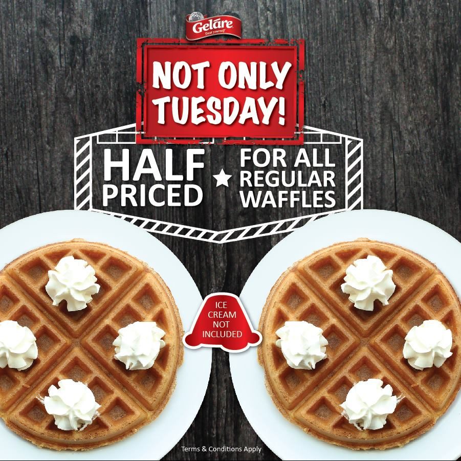 Geláre Half Price Waffles Singapore Promotion 14 to 22 Jul 2016