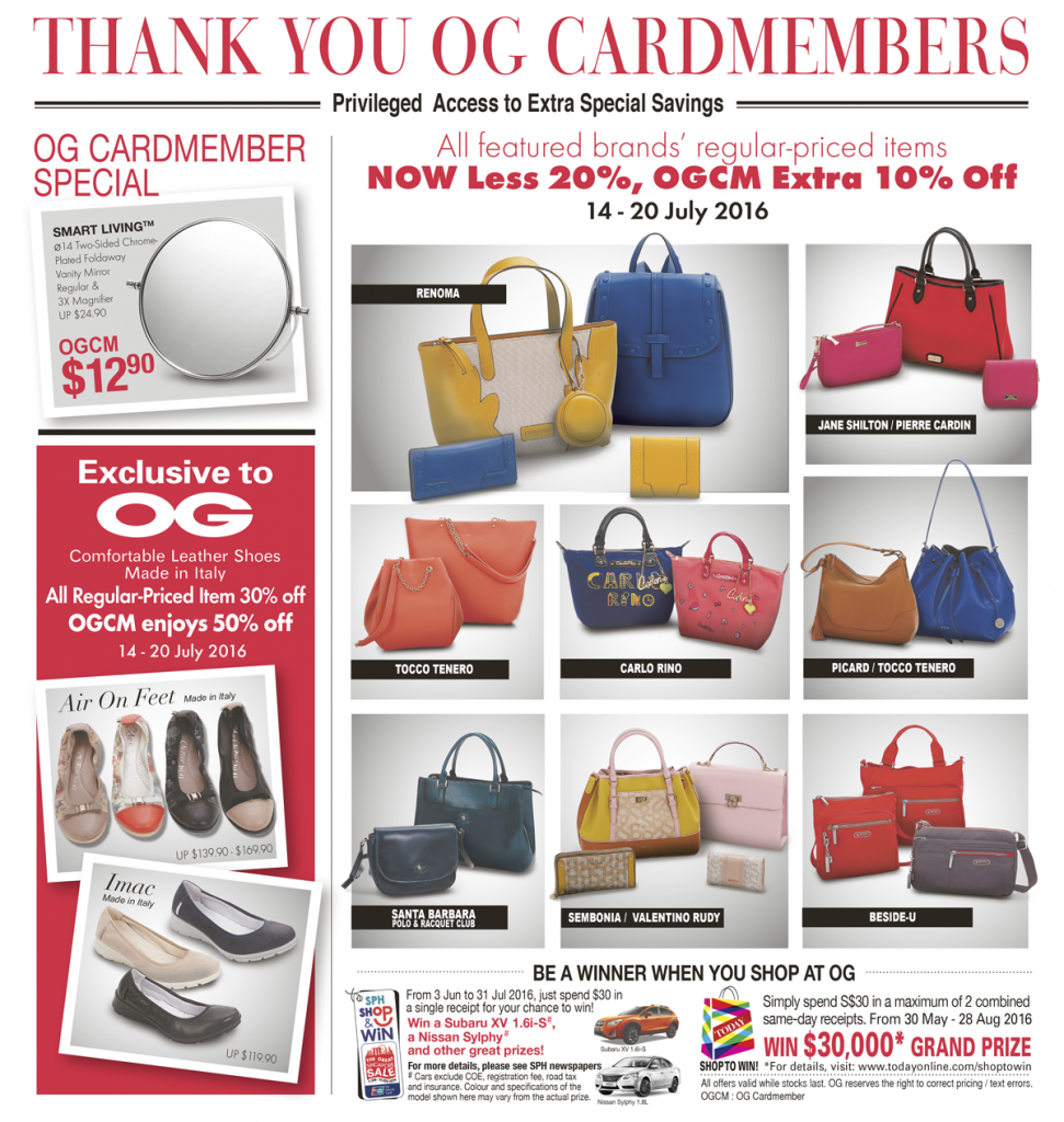 OG Cardmembers Special Singapore Promotion 14 to 20 Jul 2016 | Why Not Deals