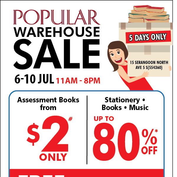 Popular Warehouse Sale Singapore Promotion 6 to 10 Jul 2016