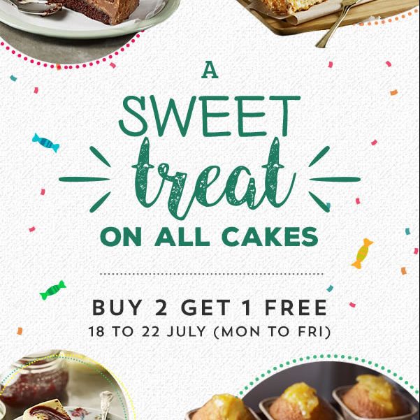 Starbucks Cakes Buy 2 Get 1 FREE Singapore Promotion 18 to 22 Jul 2016