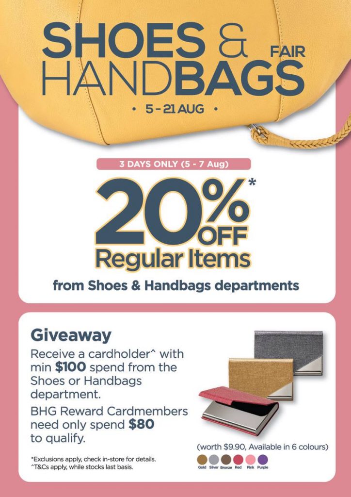 BHG Shoes & Handbags Fair Singapore Promotion 5 to 7 Aug 2016 | Why Not Deals