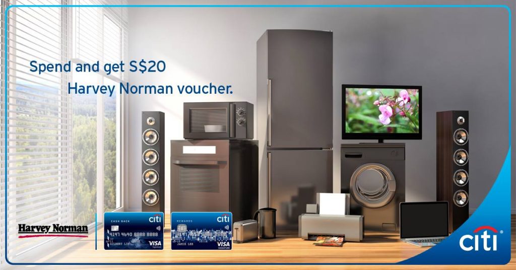 Citi Spend & Get Harvey Norman Voucher Singapore Promotion 6 to 9 Aug 2016 | Why Not Deals