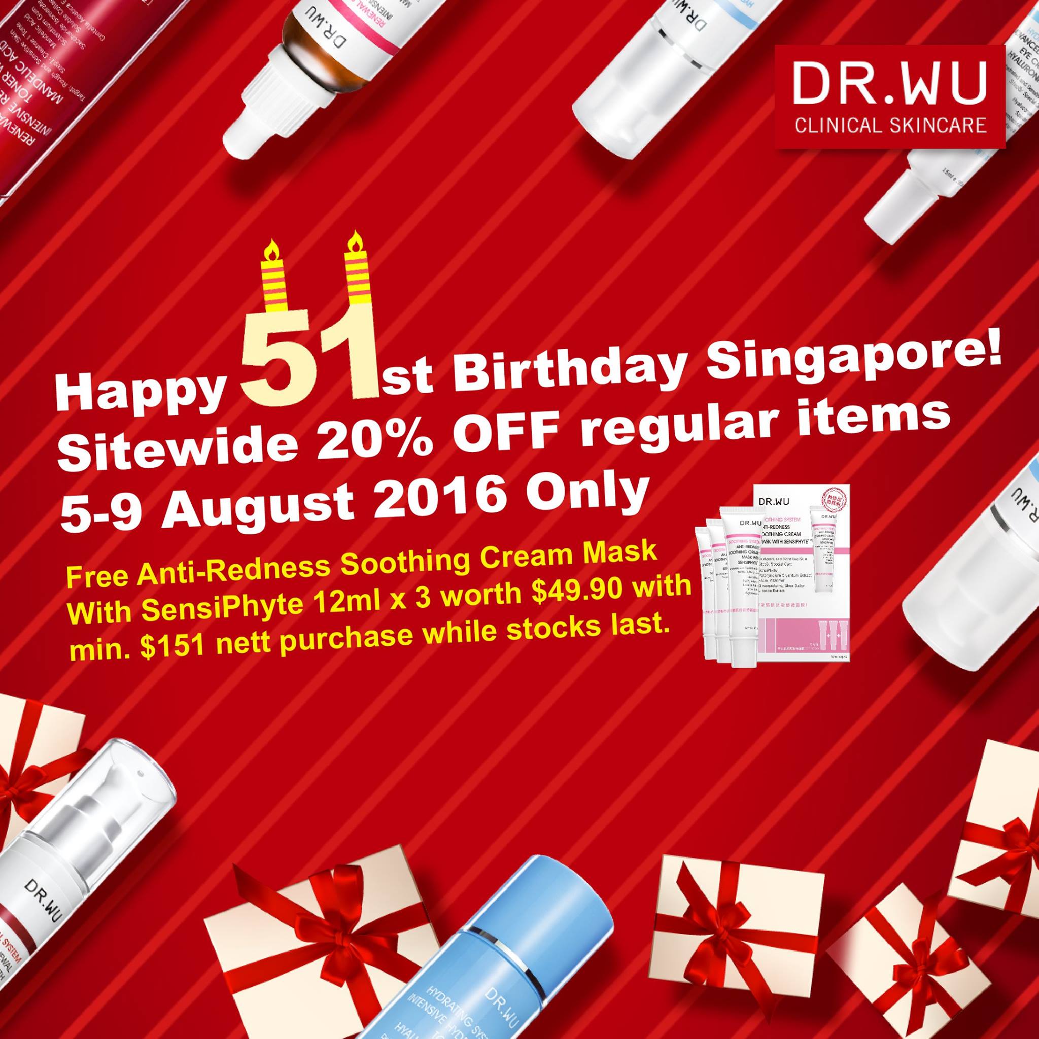 DR. WU Clinical Skincare National Day Singapore Promotion 5 to 9 Aug 2016