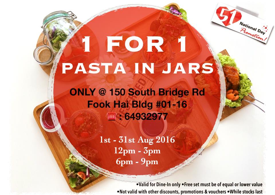 fArt tArtz 1-for-1 Pasta in Jars Singapore Promotion 1 to 31 Aug 2016 | Why Not Deals