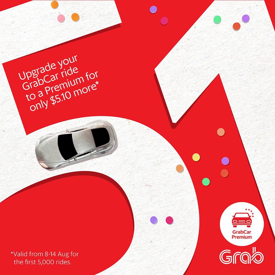 Grab $5.10 Luxury Car Ride Singapore National Day Promotion 8 to 14 Aug 2016