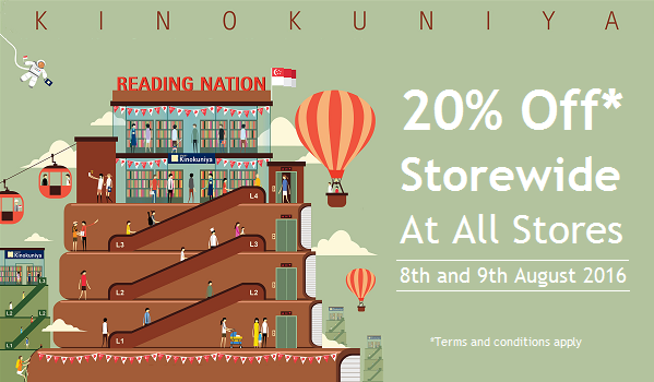 Kinokuniya Singapore 20% Off Storewide National Day Promotion 8 to 9 Aug 2016 | Why Not Deals