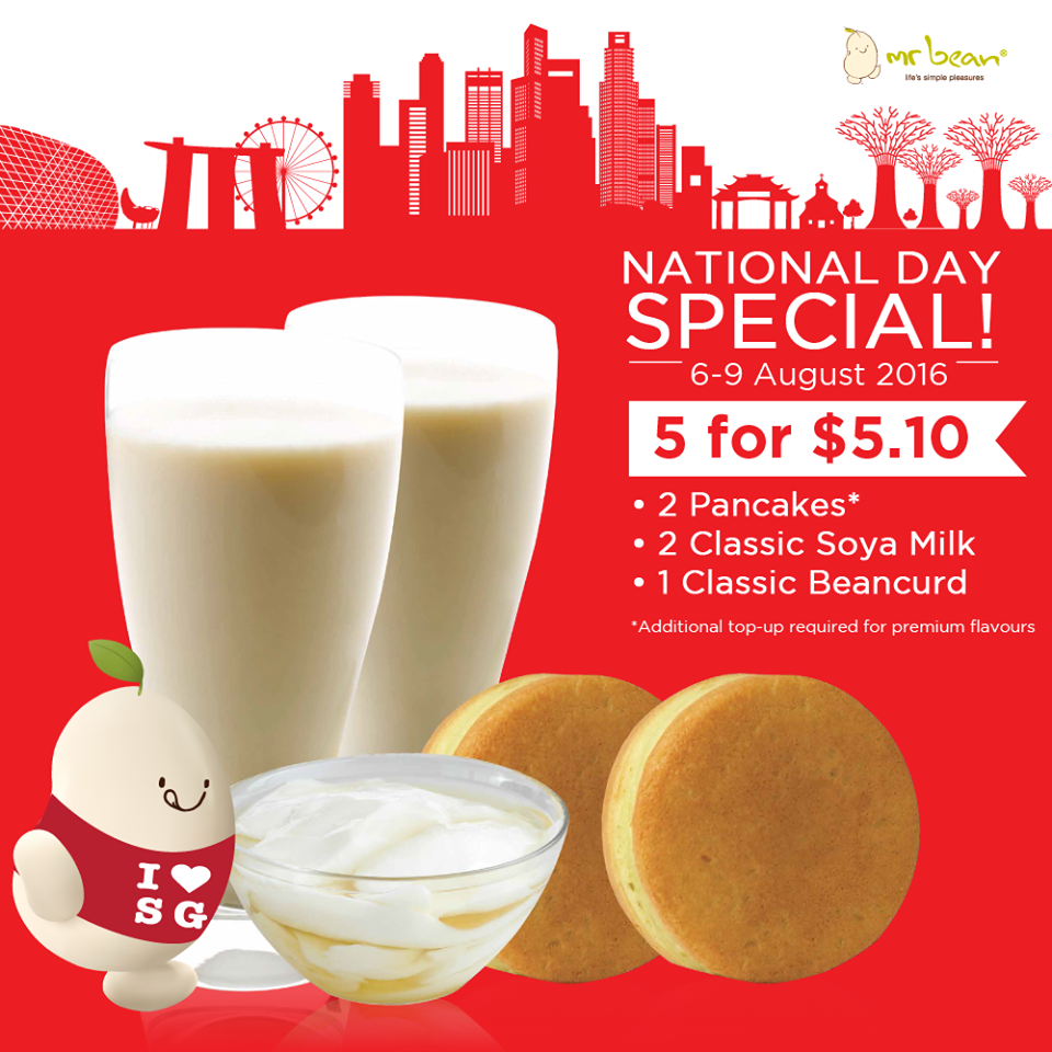 Mr Bean National Day Special 5 for $5.10 Singapore Promotion 6 to 9 Aug 2016