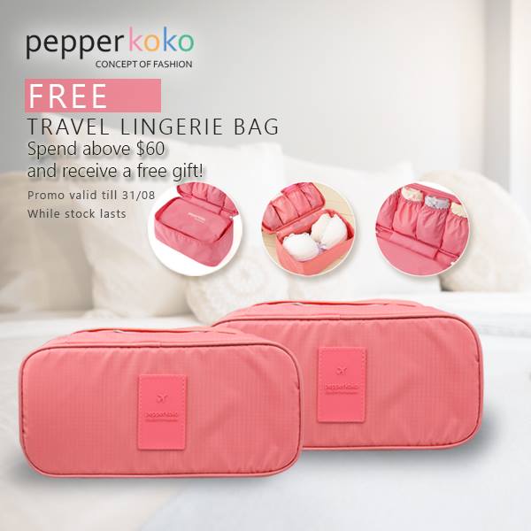 Pepperkoko FREE Travel Lingerie Bag Singapore Promotion ends 31 Aug 2016