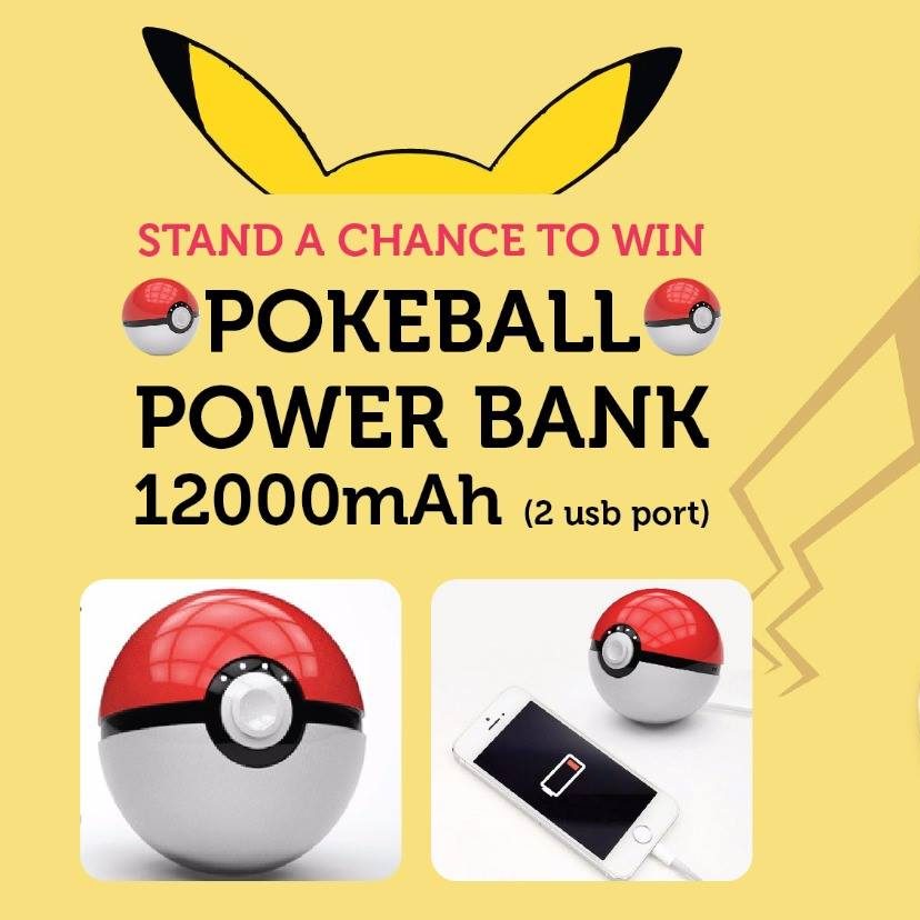 Pezzo Singapore Stand to Win Pokeball Power Bank Pokemon GO Contest ends 31 Aug 2016