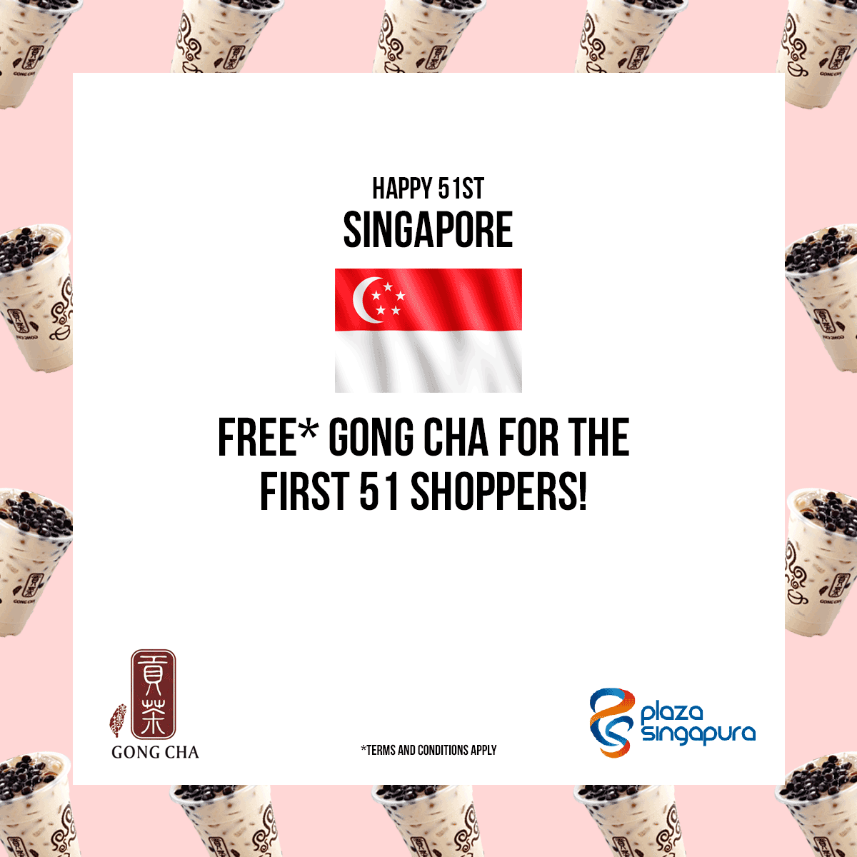 Plaza Singapura Singapore National Day Promotion Redeem $6 Gong Cha Voucher 9 to 14 Aug 2016