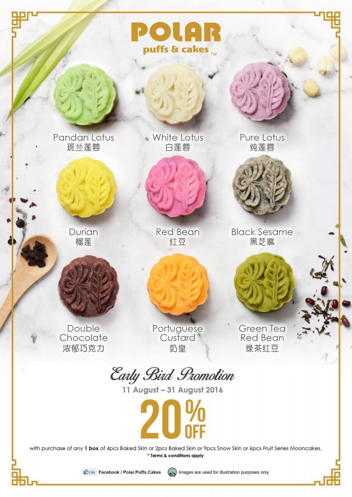 Polar Puffs & Cakes Singapore 20% Off Mooncake Early Bird Promotion 11 to 31 Aug 2016 | Why Not Deals