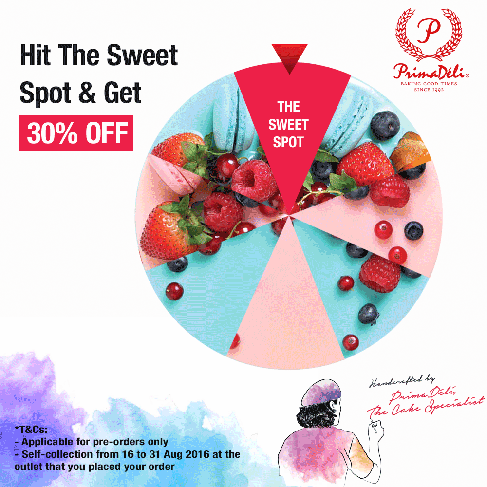 PrimaDeli Hit The Sweet Spot & Get 30% Off Singapore Promotion ends 19 Aug 2016