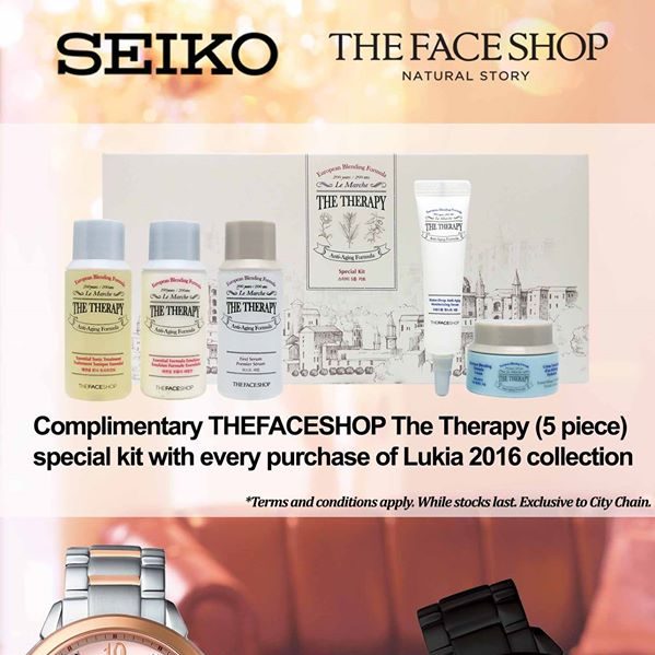 Seiko Singapore Purchase Lukia 2016 Collection & Get FREE THEFACESHOP The Therapy 1 to 31 Aug 2016
