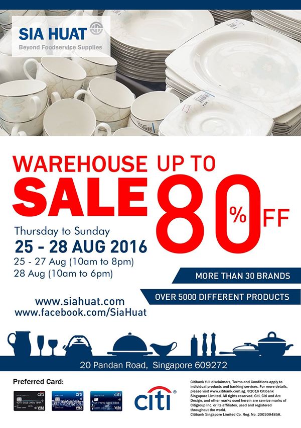 Sia Huat Warehouse Sales Up to 80% Off Singapore Promotion 25 to 28 Aug 2016 | Why Not Deals