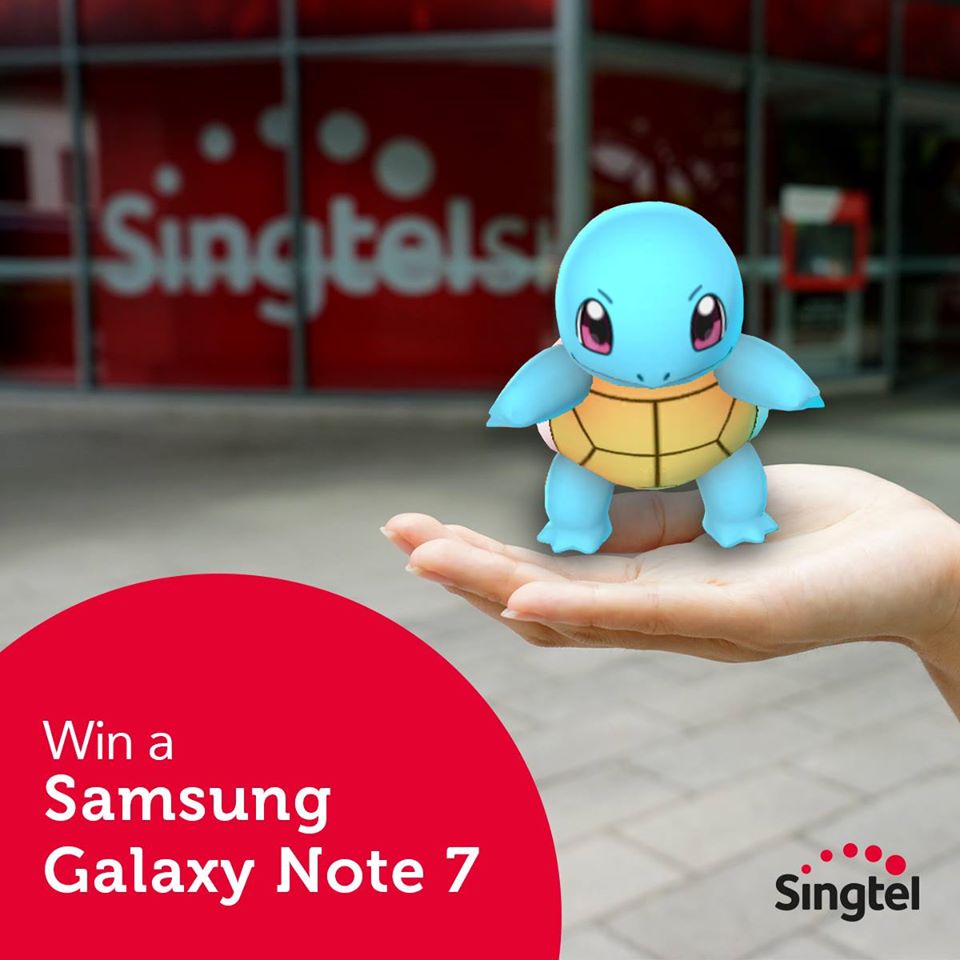 Singtel Singapore Giveaway Samsung Galaxy Note7 Daily Pokemon GO Contest 11 to 14 Aug 2016