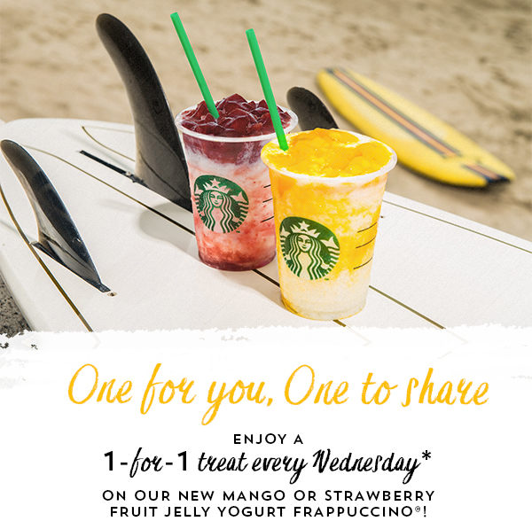 Starbucks Singapore 1-for-1 Mango Fruit Jelly Yogurt & Strawberry Fruit Jelly Yogurt Promotion | Why Not Deals 2