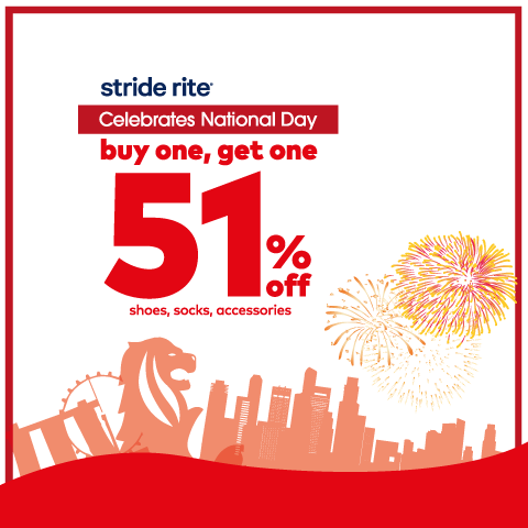 Stride Rite Buy One Get One 51% Off Singapore National Day Promotion ends 14 Aug 2016