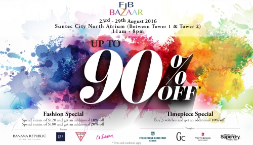 Suntec City Singapore FJB Bazaar Up to 90% Off Promotion 23 to 29 Aug 2016 | Why Not Deals