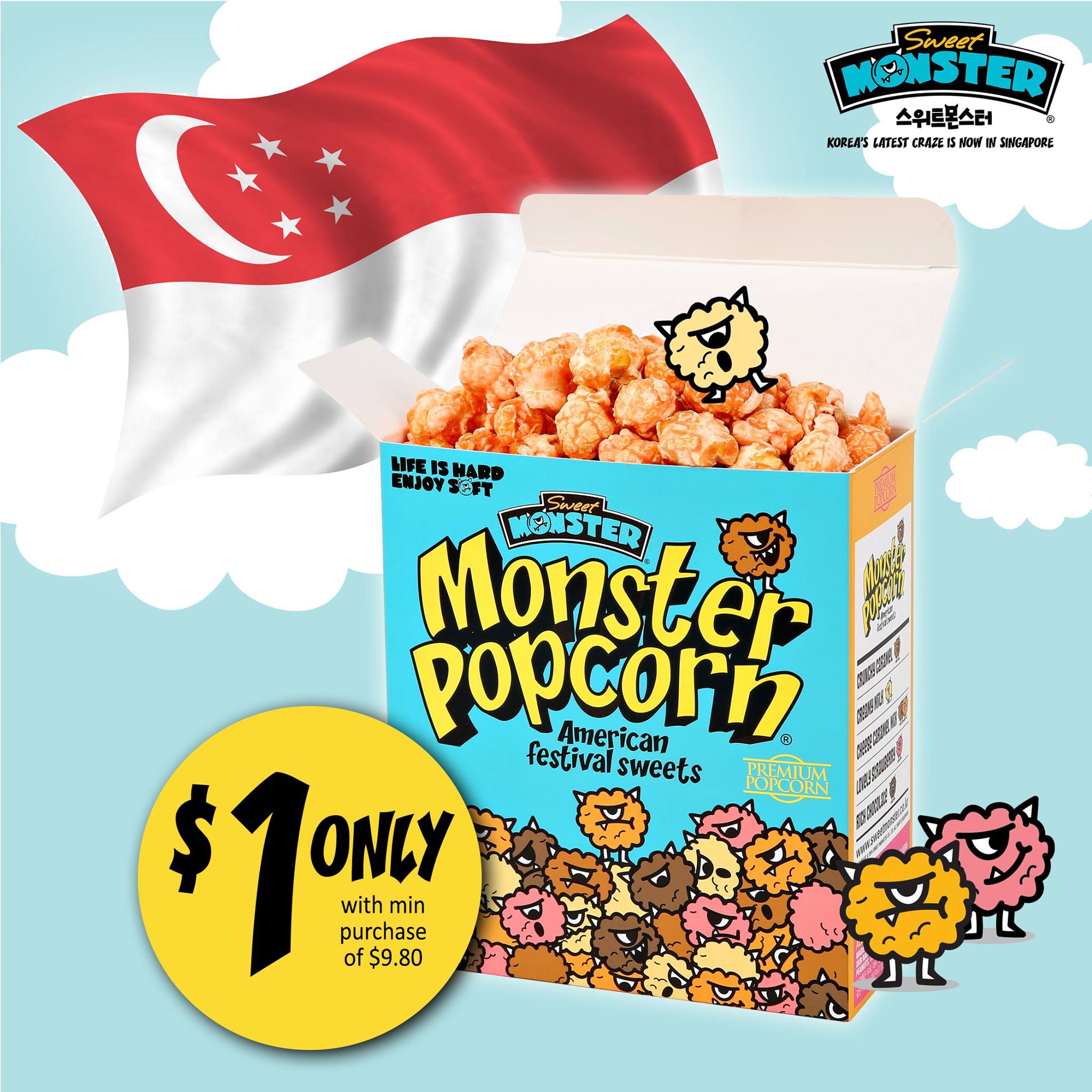 Sweet Monster Singapore National Day $1 Popcorn Promotion 5 to 10 Aug 2016