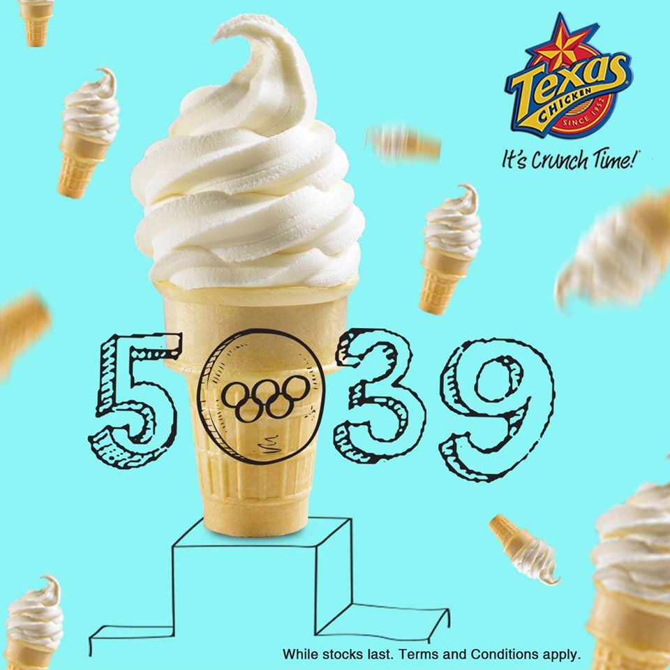 Texas Chicken Thank You Team Singapore by Giving Away 5,039 Ice Cream Cones Promotion 16 to 19 Aug 2016