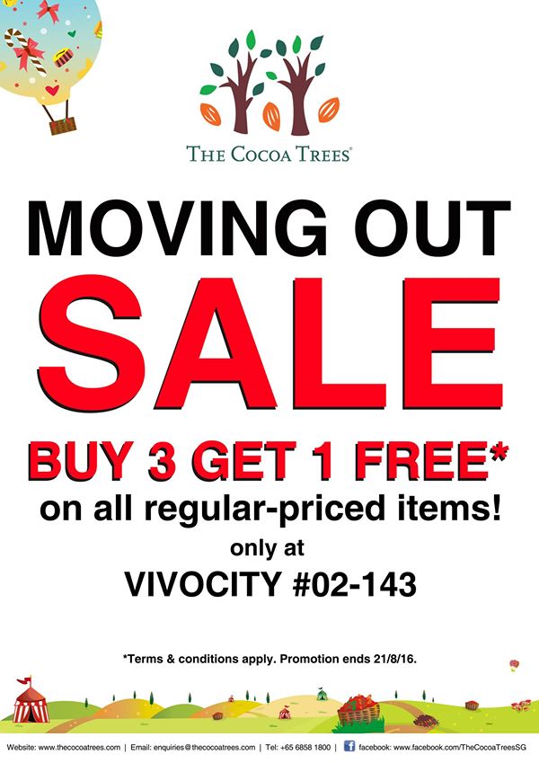 The Cocoa Trees VivoCity Moving Out Sale Singapore Promotion ends 21 Aug 2016 | Why Not Deals