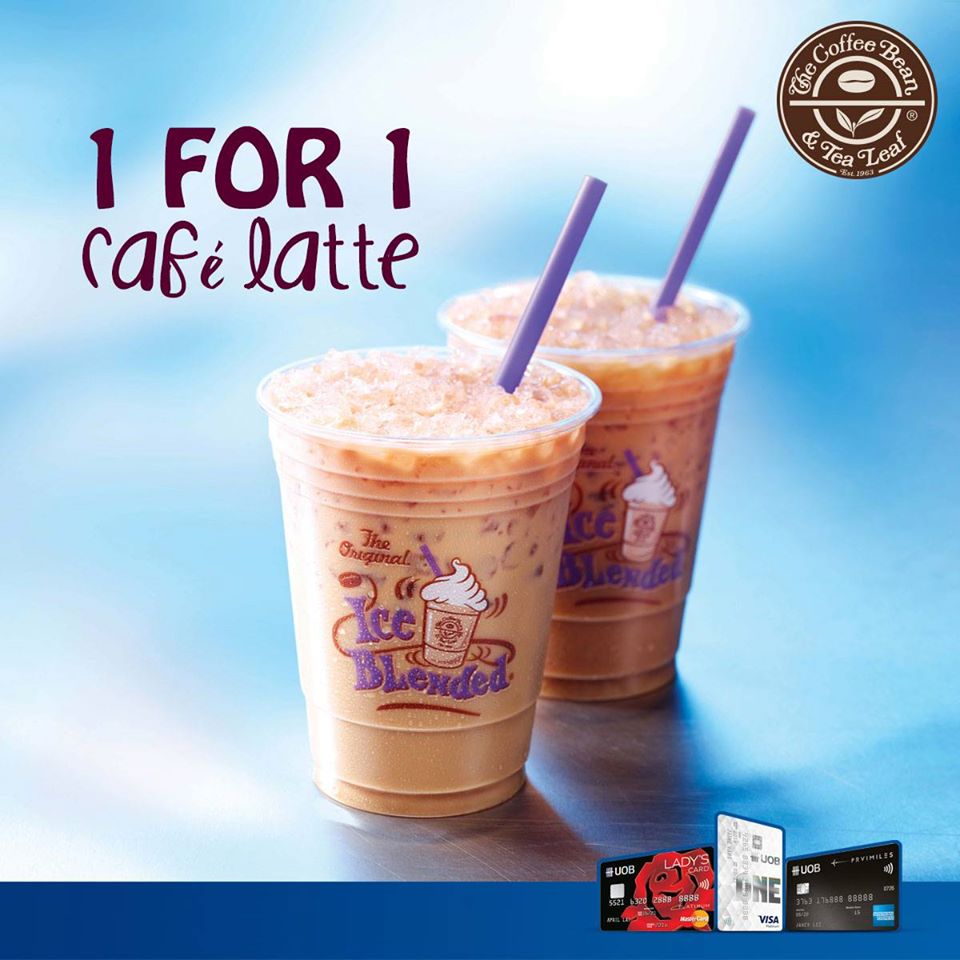 UOB The Coffee Bean & Tea Leaf 1-for-1 Café Latte Singapore Promotion ends 14 Sep 2016
