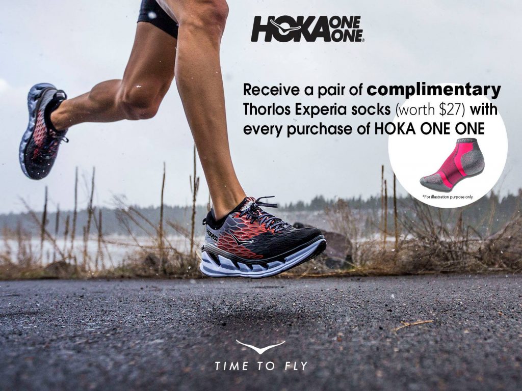 World of Sports Singapore HOKA ONE ONE & Thorns Experia Socks Promotion 15 Aug to 15 Sep 2016 | Why Not Deals