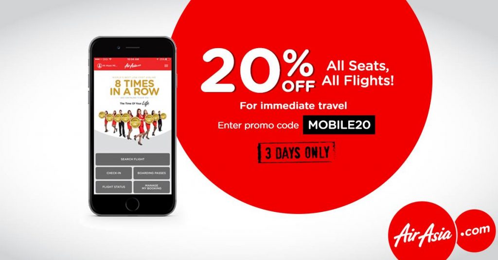 AirAsia Singapore 20% Off All Seats All Flights Promotion ends 2 Oct 2016 | Why Not Deals 1