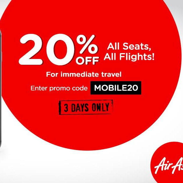 AirAsia Singapore 20% Off All Seats All Flights Promotion ends 2 Oct 2016