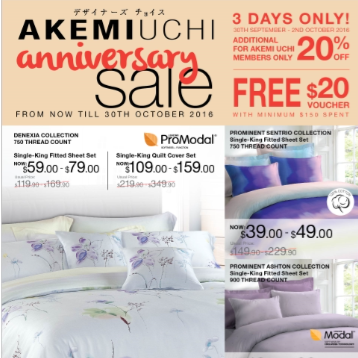 Akemi Uchi Singapore Anniversary Sale 20% Off Promotion 30 Sep – 2 Oct 2016