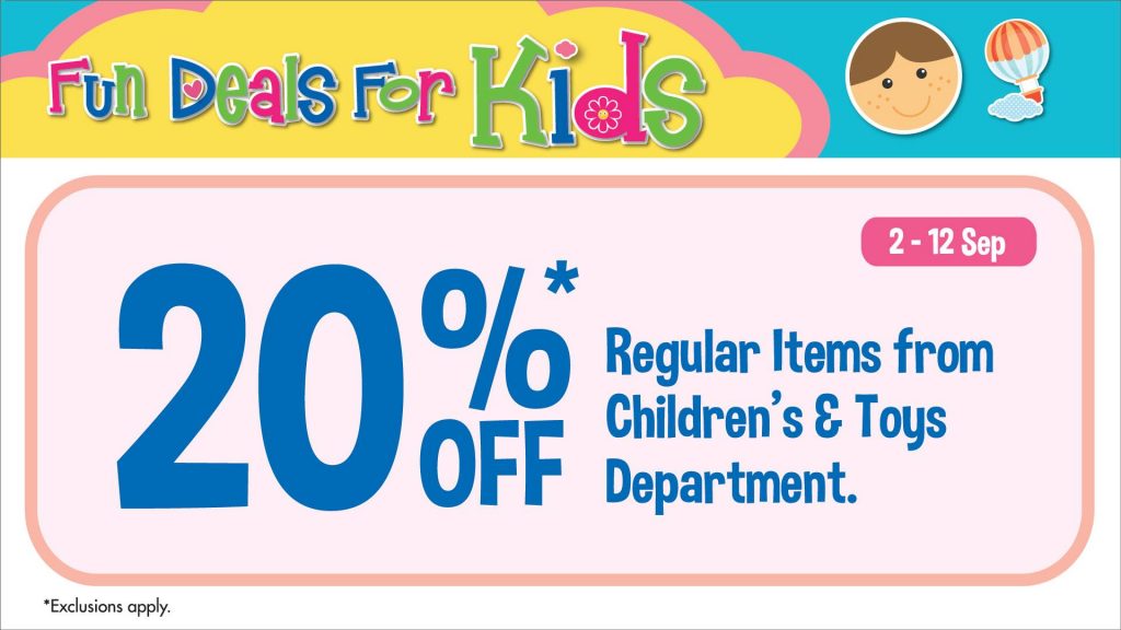 BHG Singapore 20% Off Regular Items at Children's & Toys Department Promotion ends 12 Sep 2016 | Why Not Deals