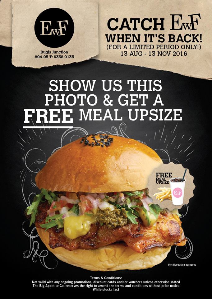 EwF Singapore Flash Post & Get FREE Upsize Promotion 13 Aug to 13 Nov 2016 | Why Not Deals