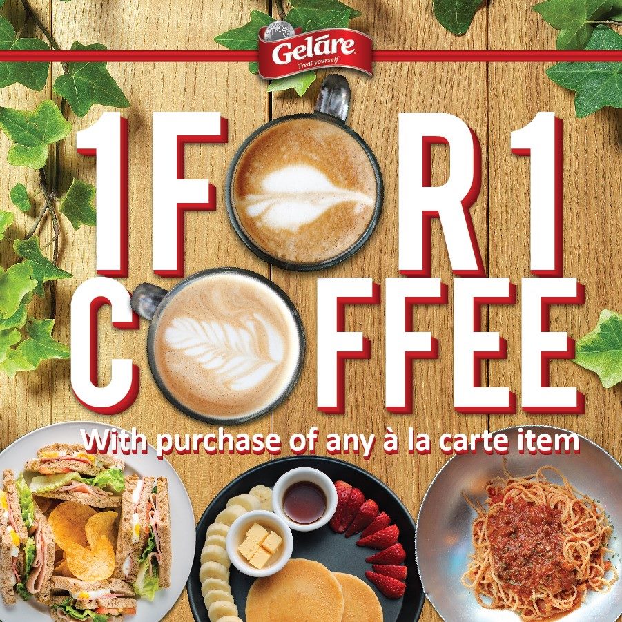 Geláre Singapore 1-for-1 Coffee with any à La Carte Purchase Promotion ends 19 Oct 2016