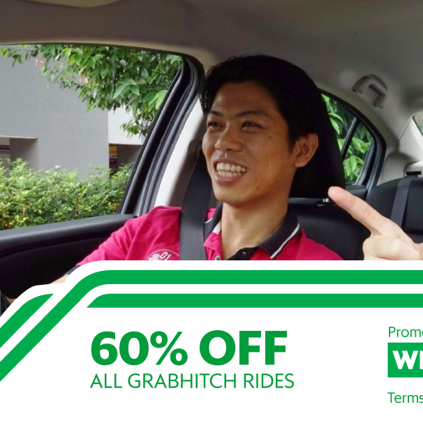 Grab Singapore 60% Off All GrabHitch Rides Promotion 14 to 21 Sep 2016