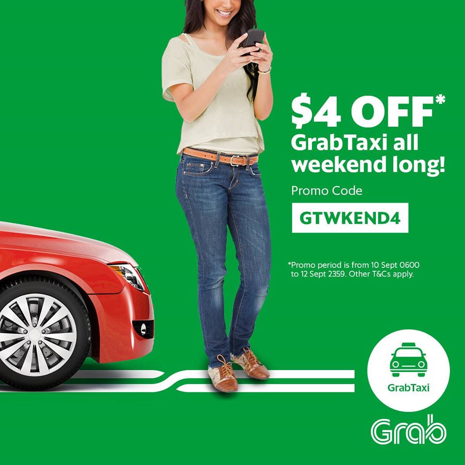 Grab Singapore Long Weekend $4 Off GrabTaxi Promotion 10 to 12 Sep 2016