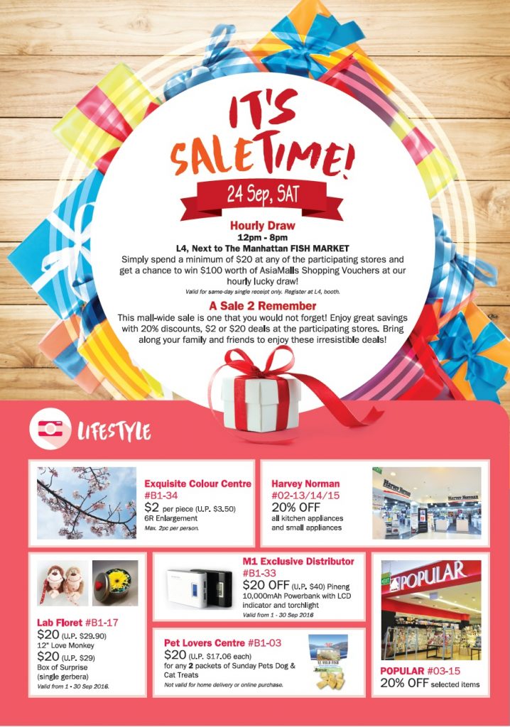 Hougang Mall Singapore It's Saletime 20th Anniversary Promotion on 24 Sep 2016 | Why Not Deals