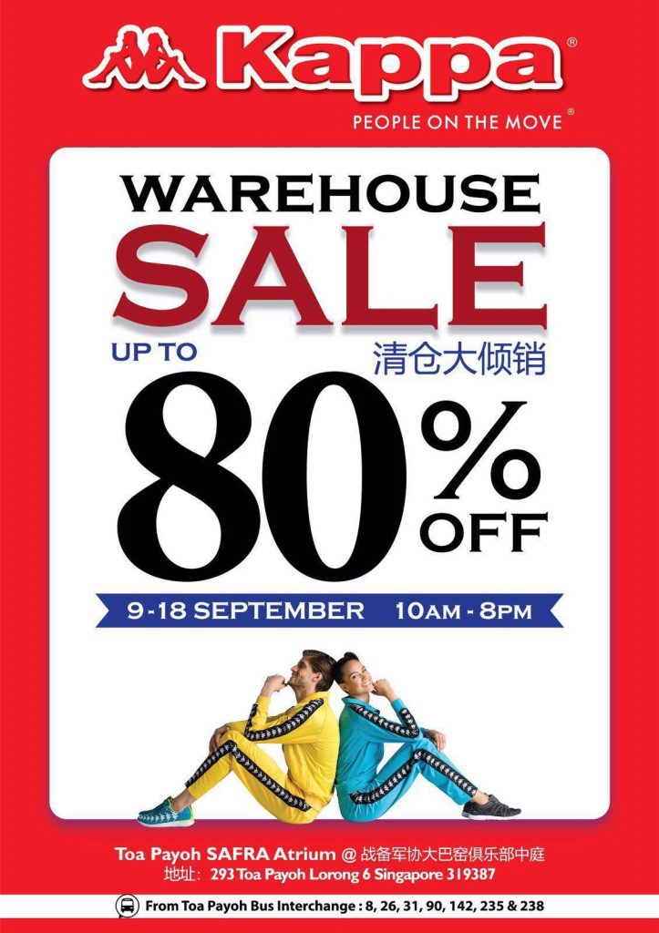 Kappa Singapore Warehouse Sale Up to 80% Off Promotion 9 to 18 Sep 2016 | Why Not Deals