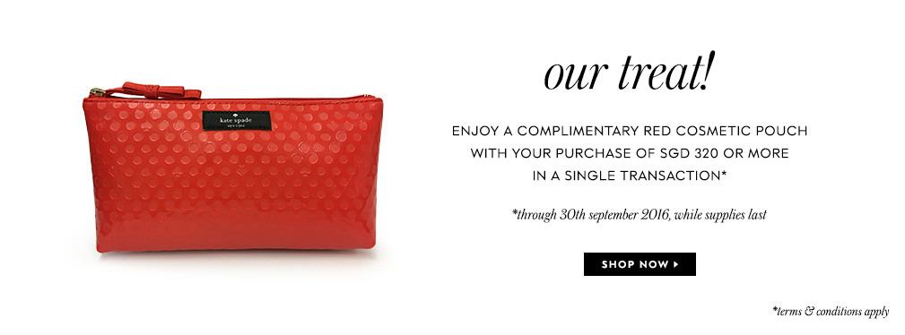 Kate Spade Singapore Complimentary Red Cosmetic Pouch Promotion ends 30 Sep 2016 | Why Not Deals