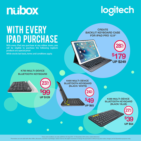 nübox Singapore Purchase iPad & Get 28% Off Logitech Bluetooth Keyboard Promotion ends 31 Dec 2016